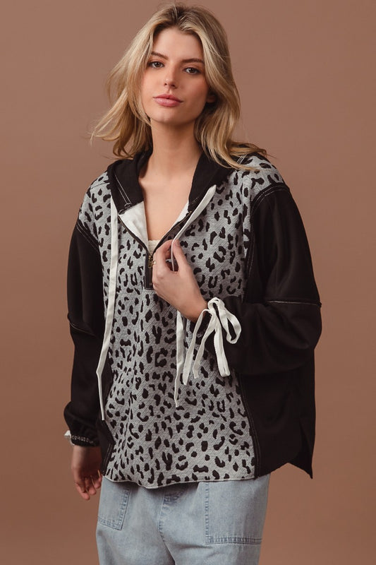 Grey Leopard Hoodie