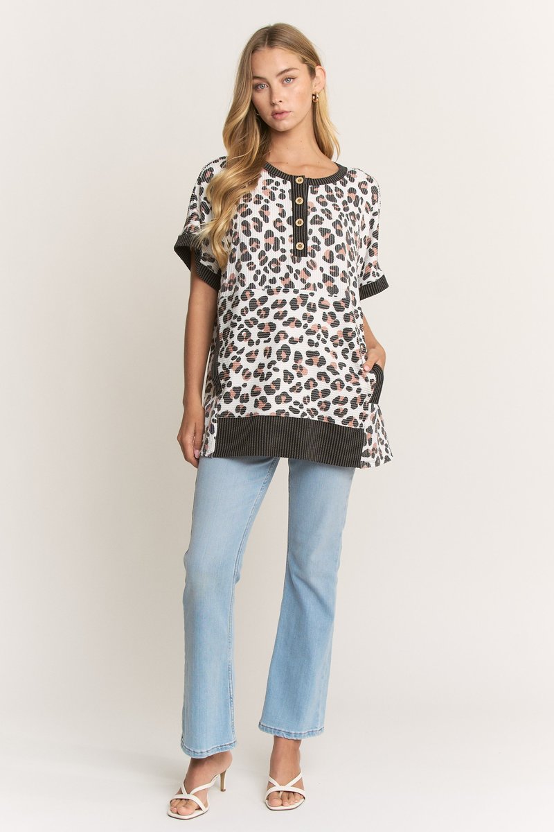Leopard Ribbed Top