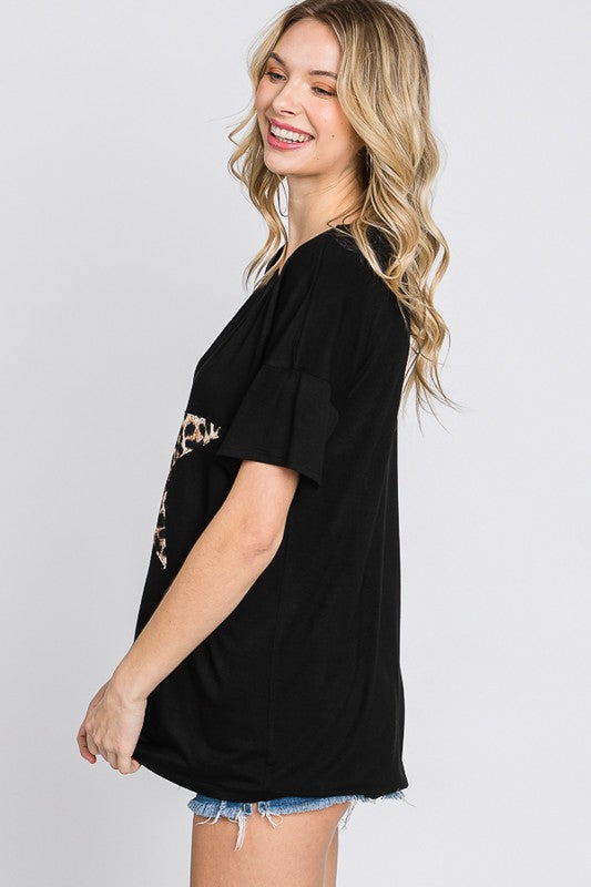 Leopard Star Top