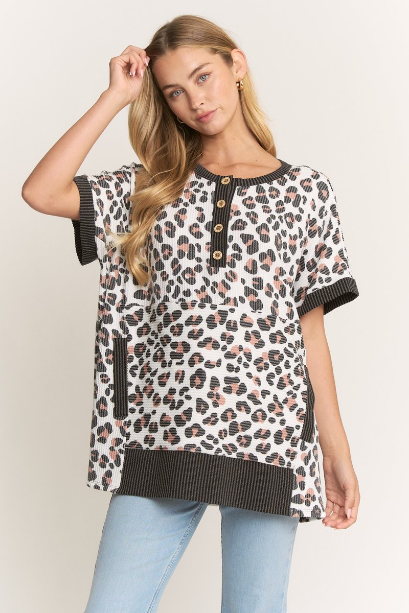 Leopard Ribbed Top