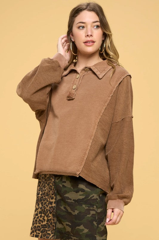 Washed Henley Top