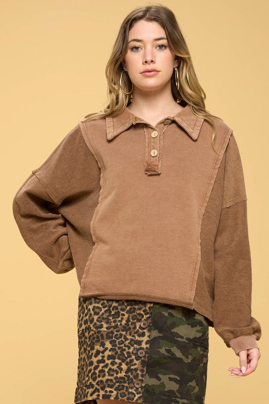 Washed Henley Top