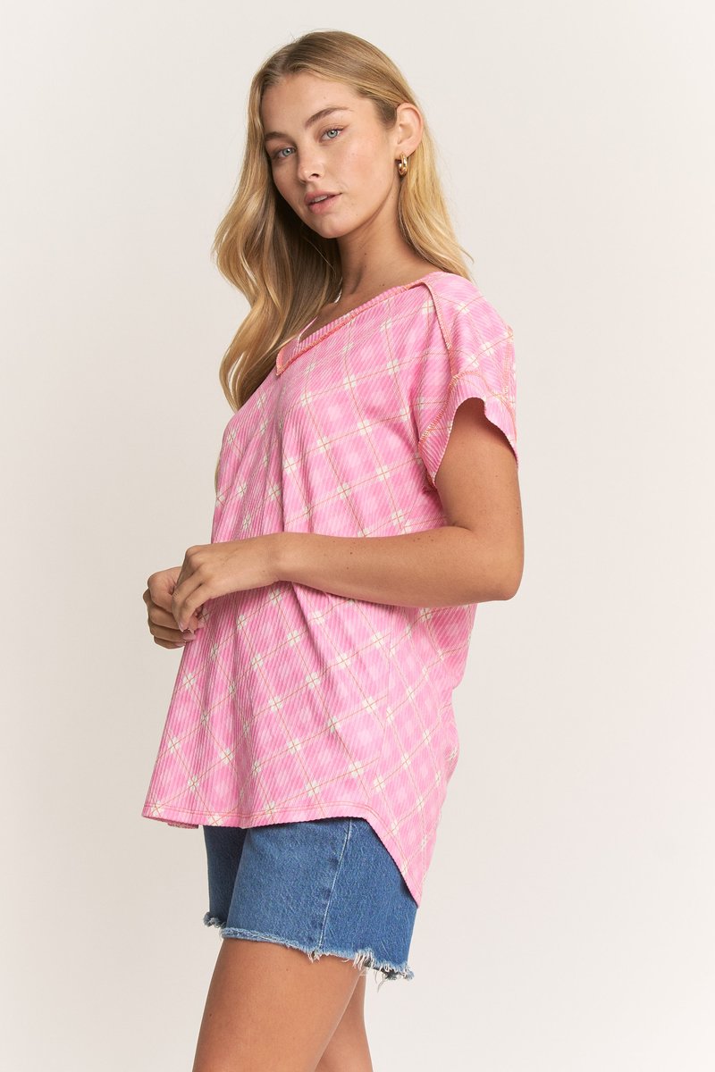 Pink Plaid Top