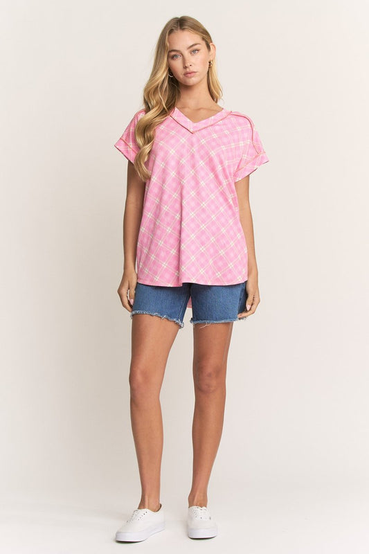 Pink Plaid Top
