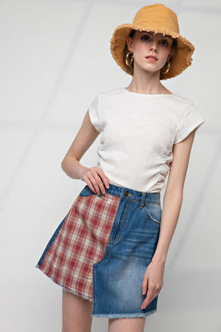 Denim & Plaid Skirt