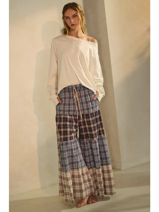 Plaid Patchwork Pant