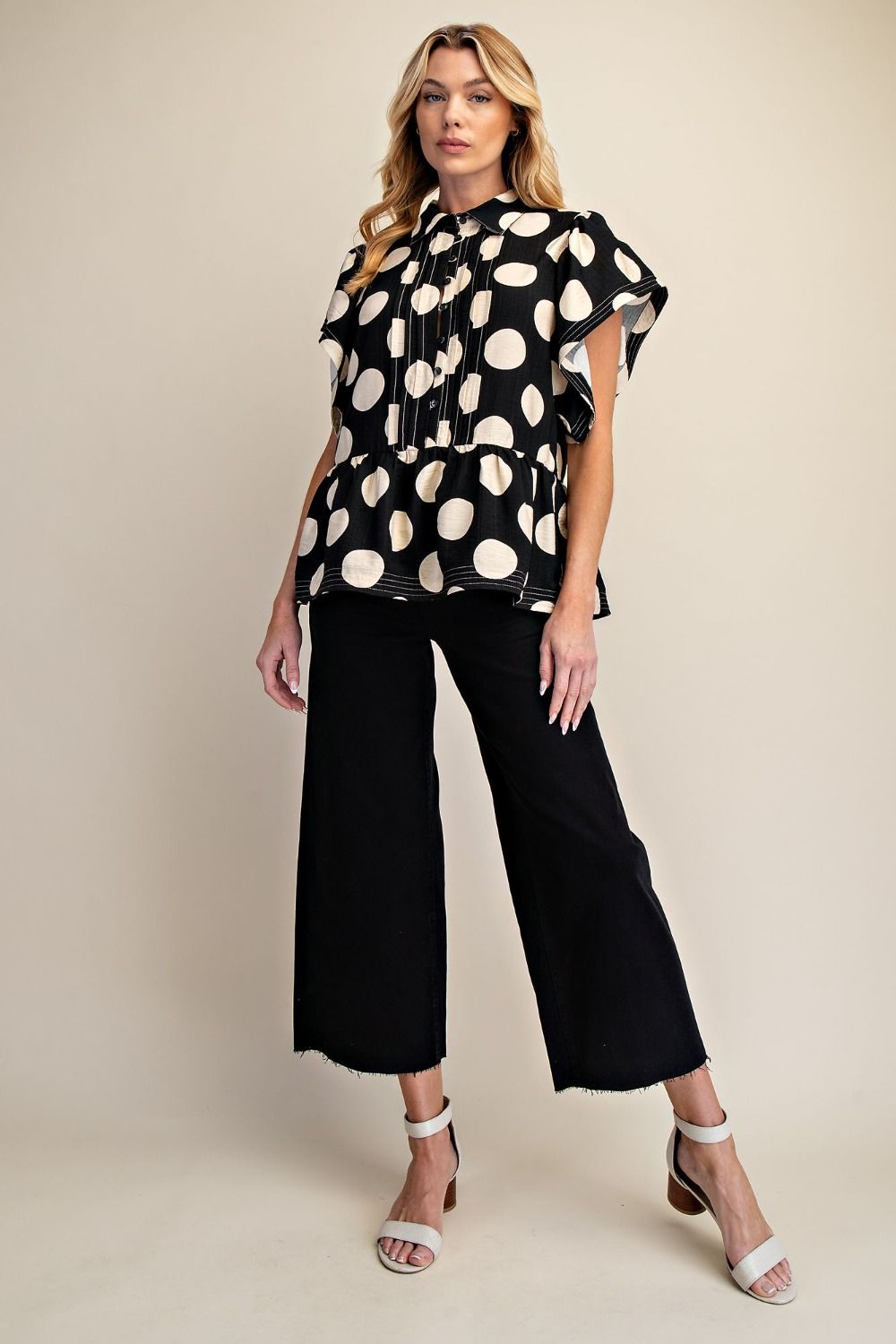 Polka Dot Ruffle Top