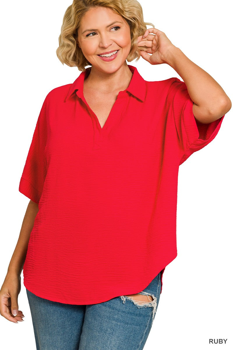 Collared Air Flow Top
