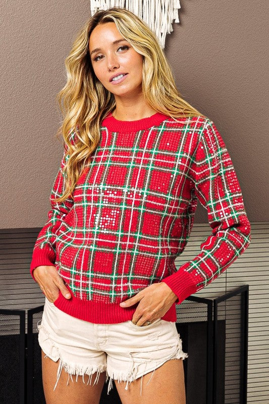 Glitzy Plaid Top