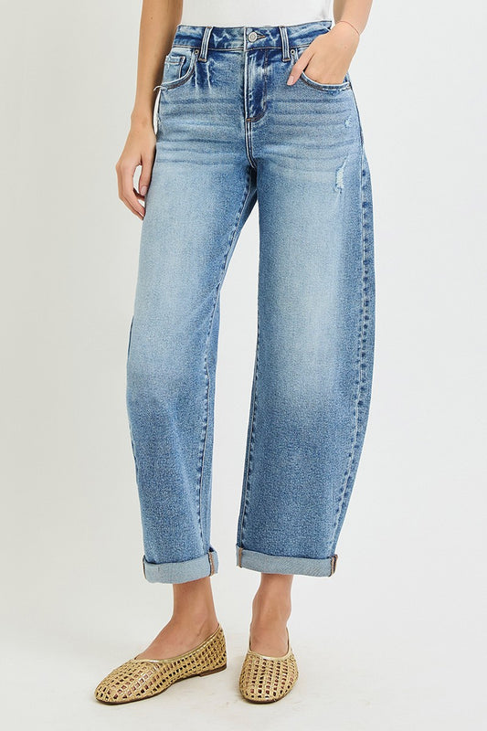 Slouchy Crop Barrel Jean
