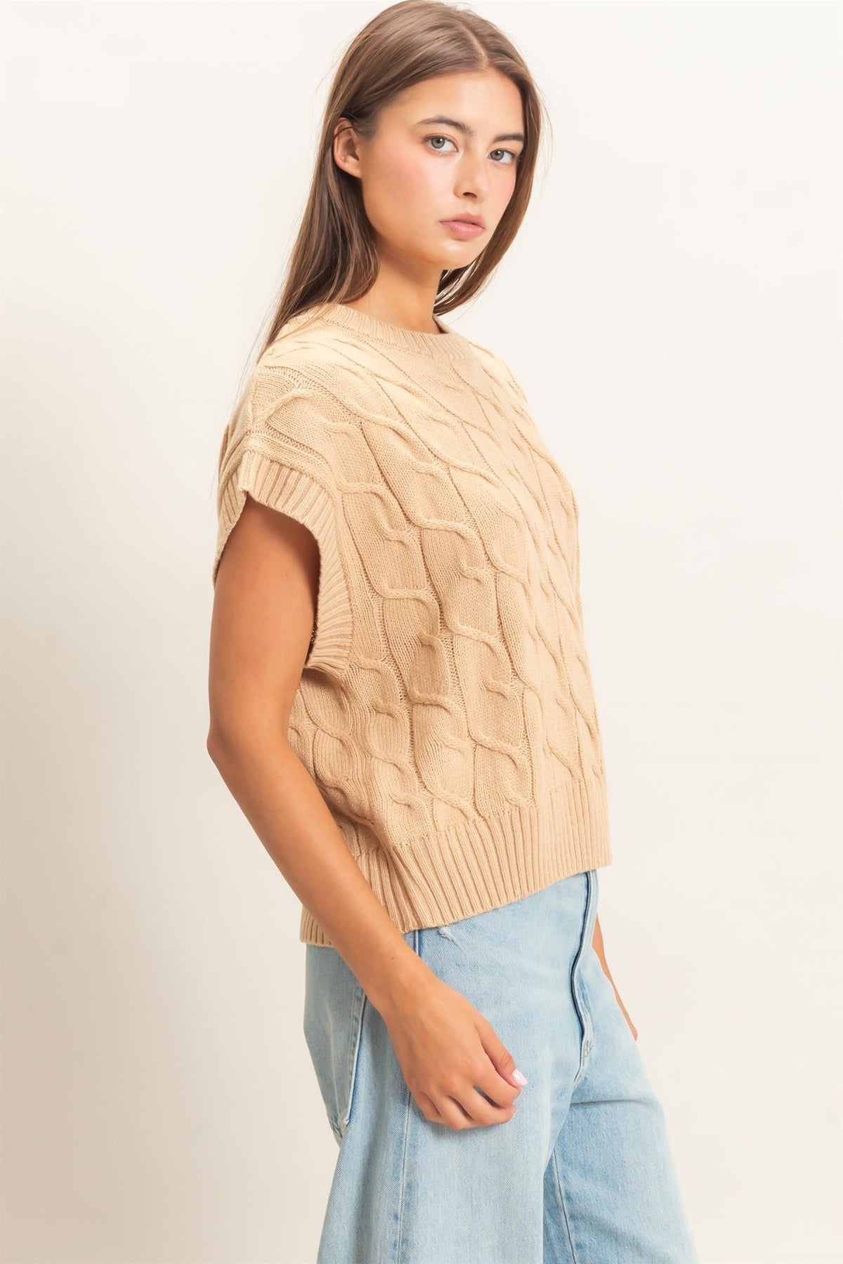 Cable Cap Sleeve Sweater