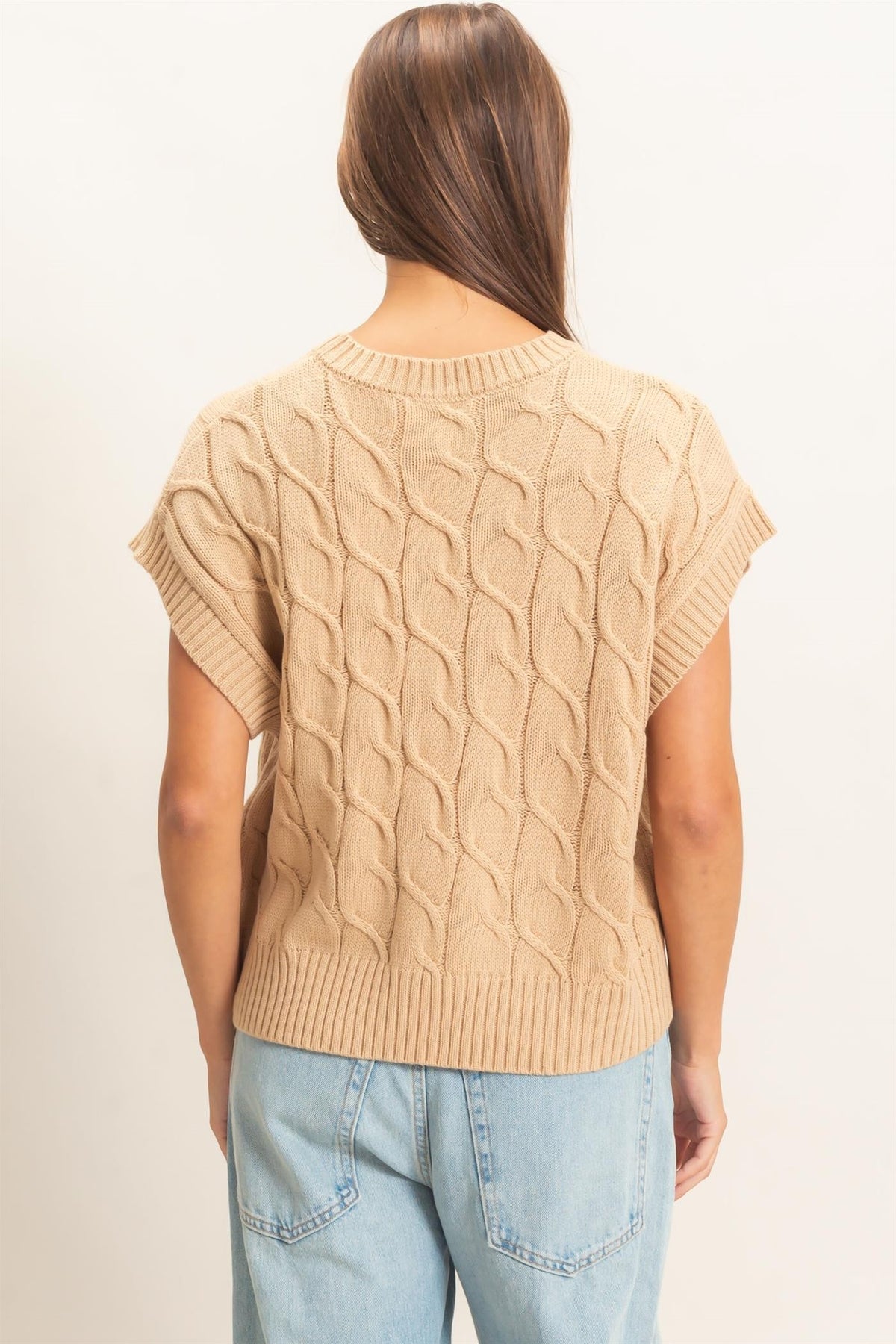 Cable Cap Sleeve Sweater