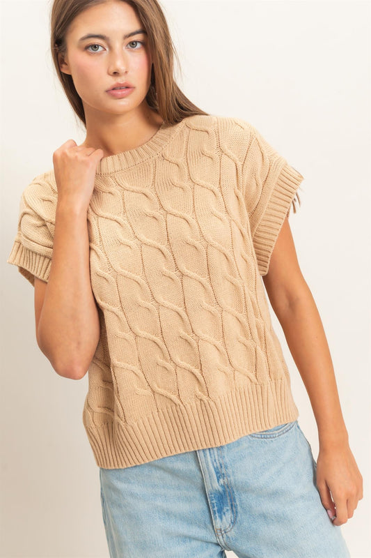 Cable Cap Sleeve Sweater