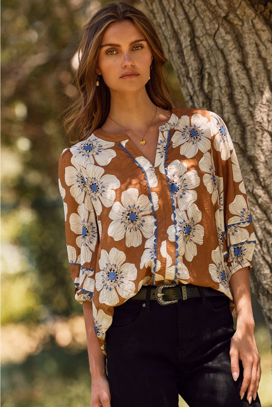 Taupe Floral Top