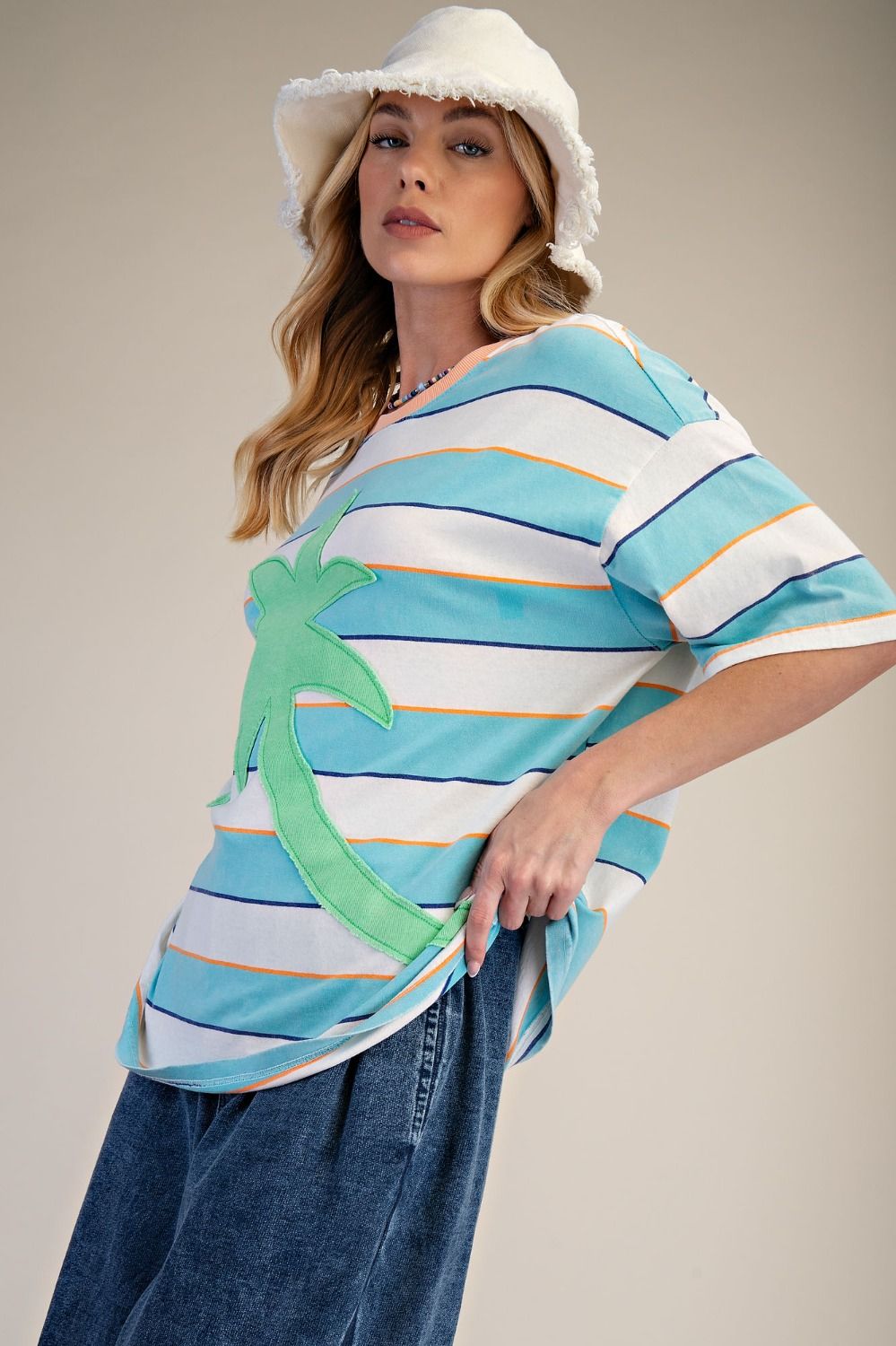 Palm Tree Striped Top