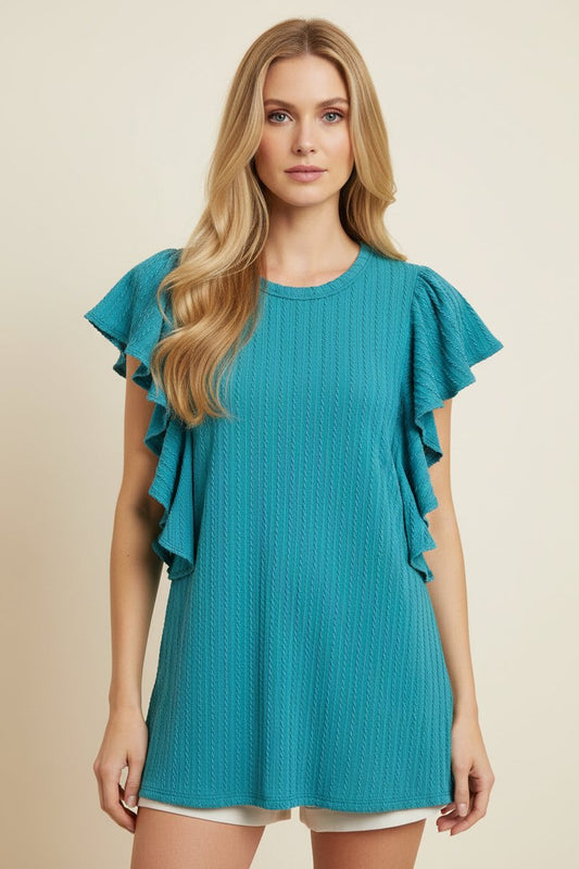 Turquoise Ruffle Top